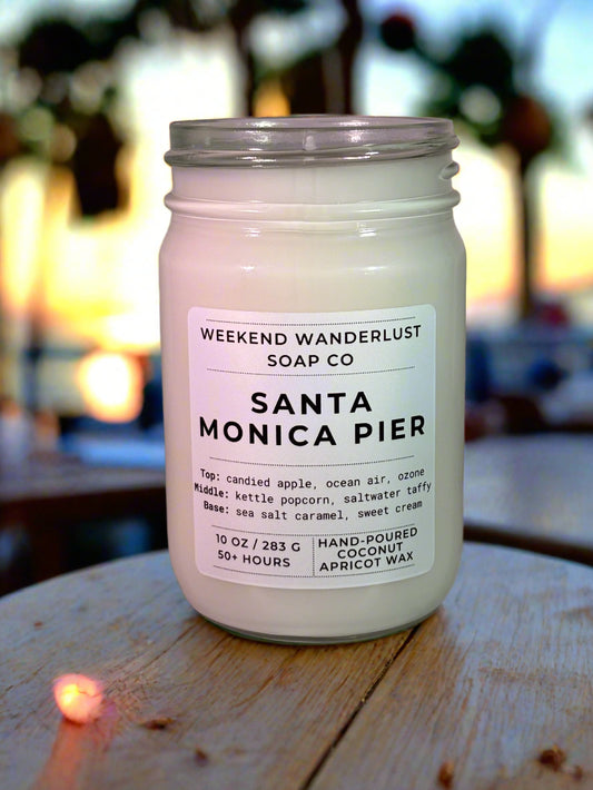 Santa Monica Pier | Clear Glass Apricot Coconut Wax Candles