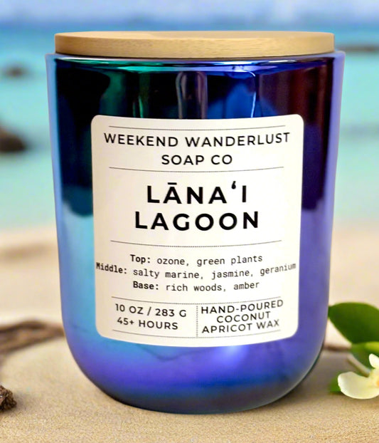 Lana'i Lagoon | Chrome Prism Tumbler Jar Coconut Apricot Wax Candles