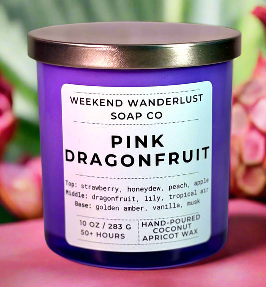 Pink Dragonfruit | Periwinkle Glass Coconut Apricot Wax Candles
