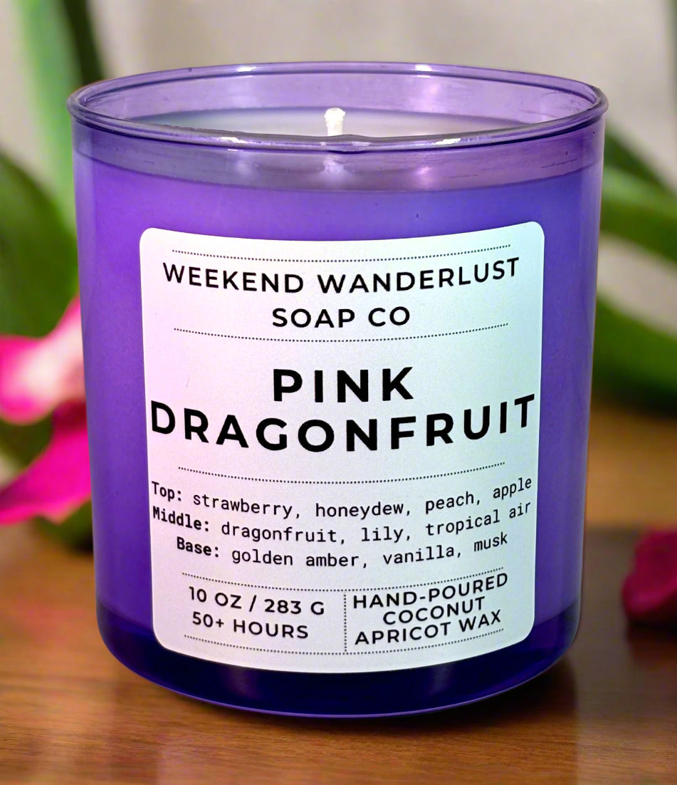 Pink Dragonfruit | Periwinkle Glass Coconut Apricot Wax Candles