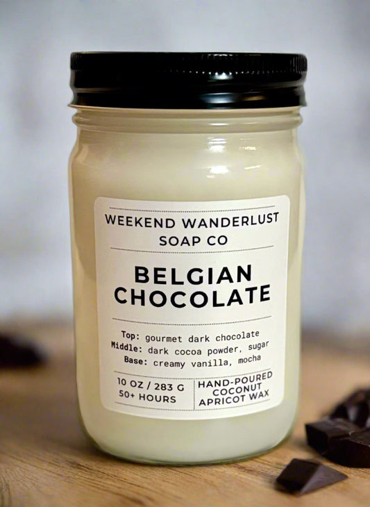 Belgian Chocolate | Clear Glass Apricot Coconut Wax Candles