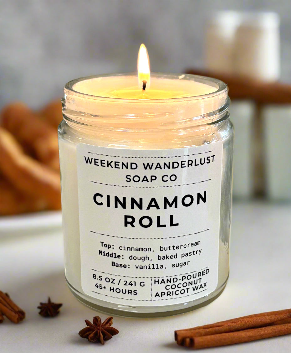 Cinnamon Roll | Clear Glass Apricot Coconut Wax Candles