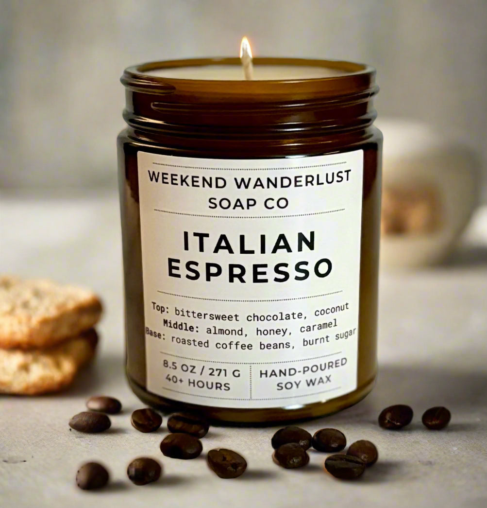 Italian Espresso | Amber Glass Soy Candles