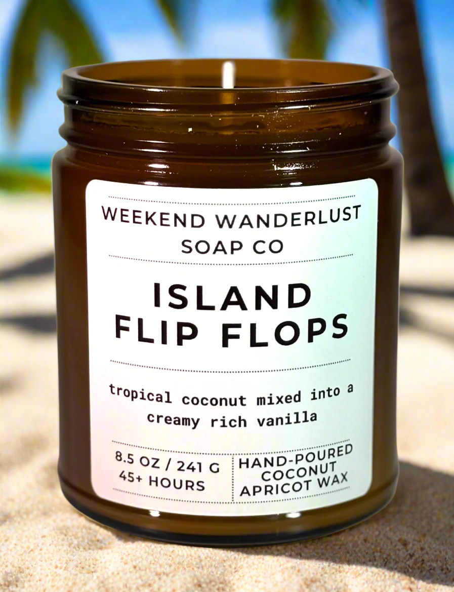 Island Flip Flops | Amber Glass Apricot Coconut Wax Candles
