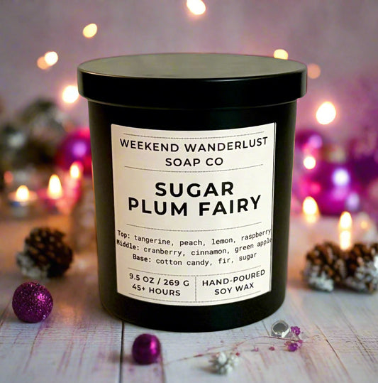 Sugar Plum Fairy | Black Tumbler Soy Candles