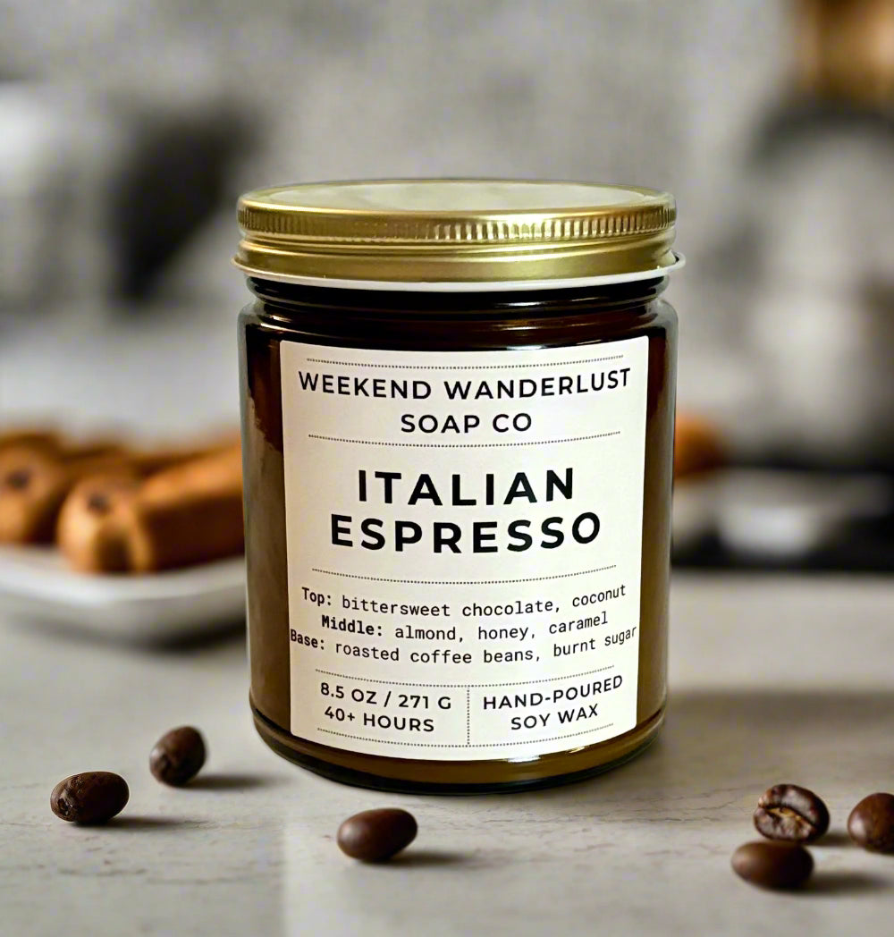 Italian Espresso | Amber Glass Soy Candles