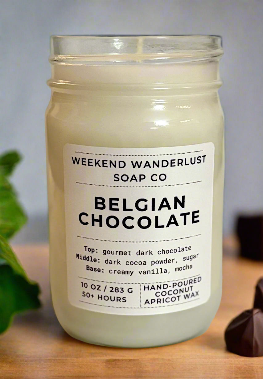 Belgian Chocolate | Clear Glass Apricot Coconut Wax Candles