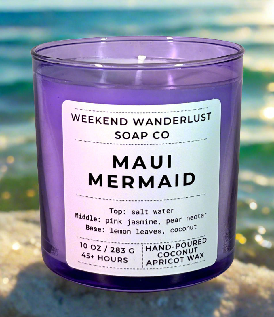 Maui Mermaid | Periwinkle Glass Coconut Apricot Wax Candles