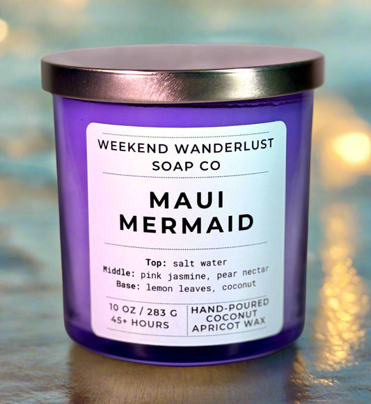 Maui Mermaid | Periwinkle Glass Coconut Apricot Wax Candles