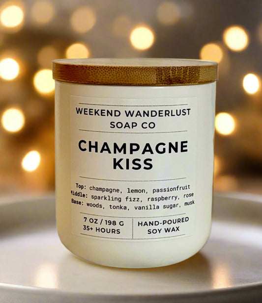 Champagne Kiss | White Ceramic Jar Soy Candles
