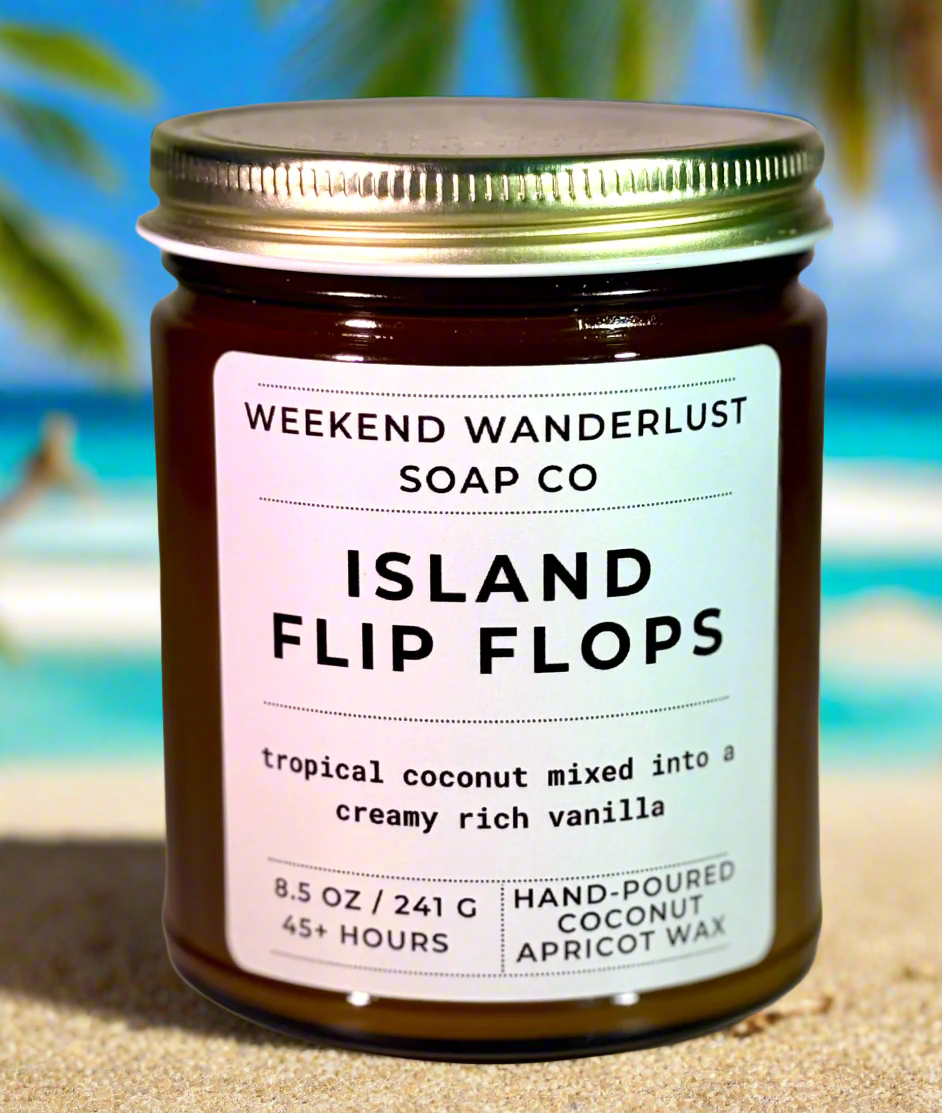 Island Flip Flops | Amber Glass Apricot Coconut Wax Candles