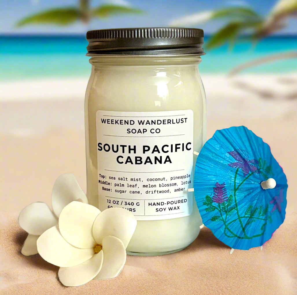 South Pacific Cabana | Clear Glass Soy Wax Candles