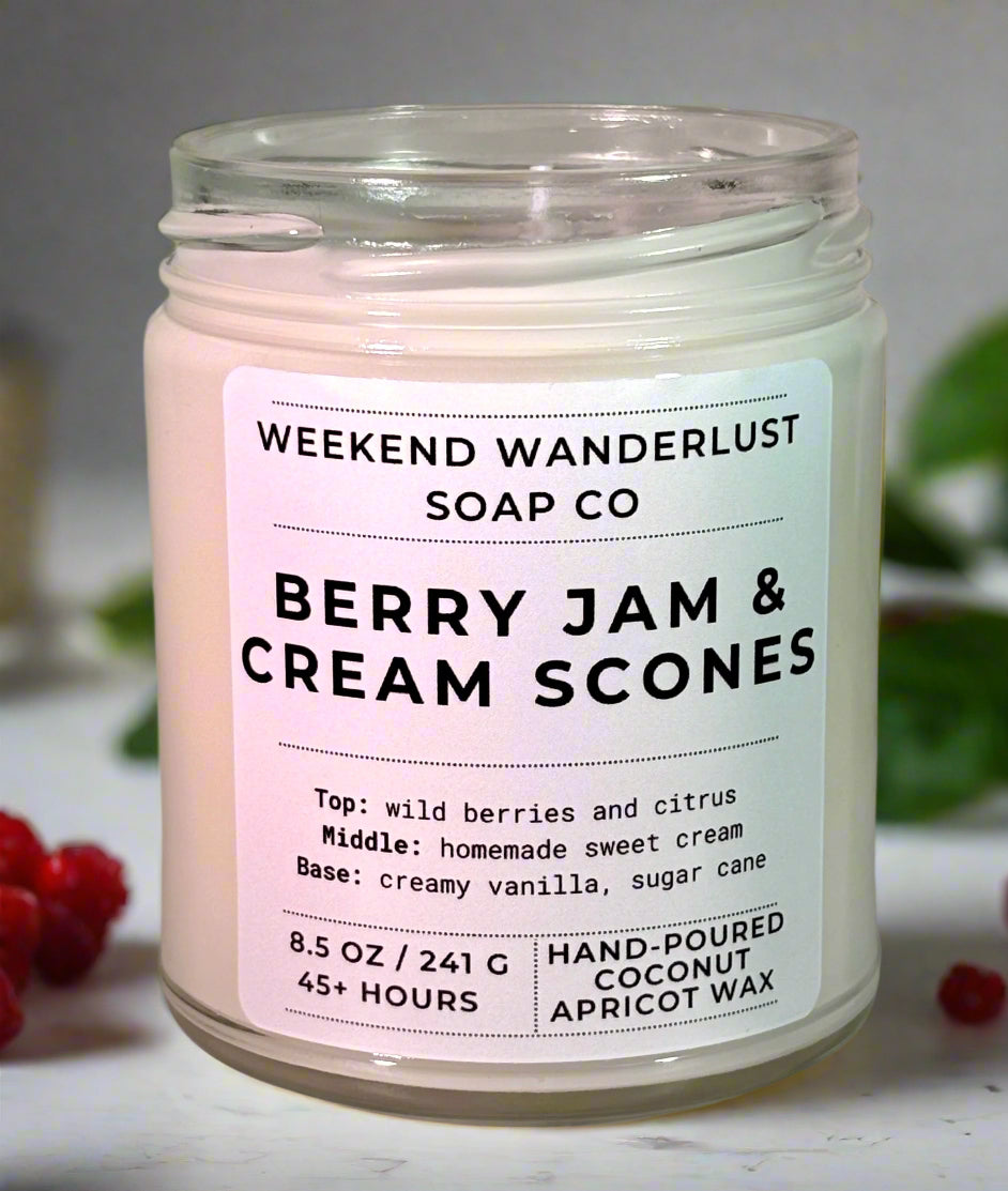 Berry Jam & Cream Scones | Clear Glass Apricot Coconut Wax Candles