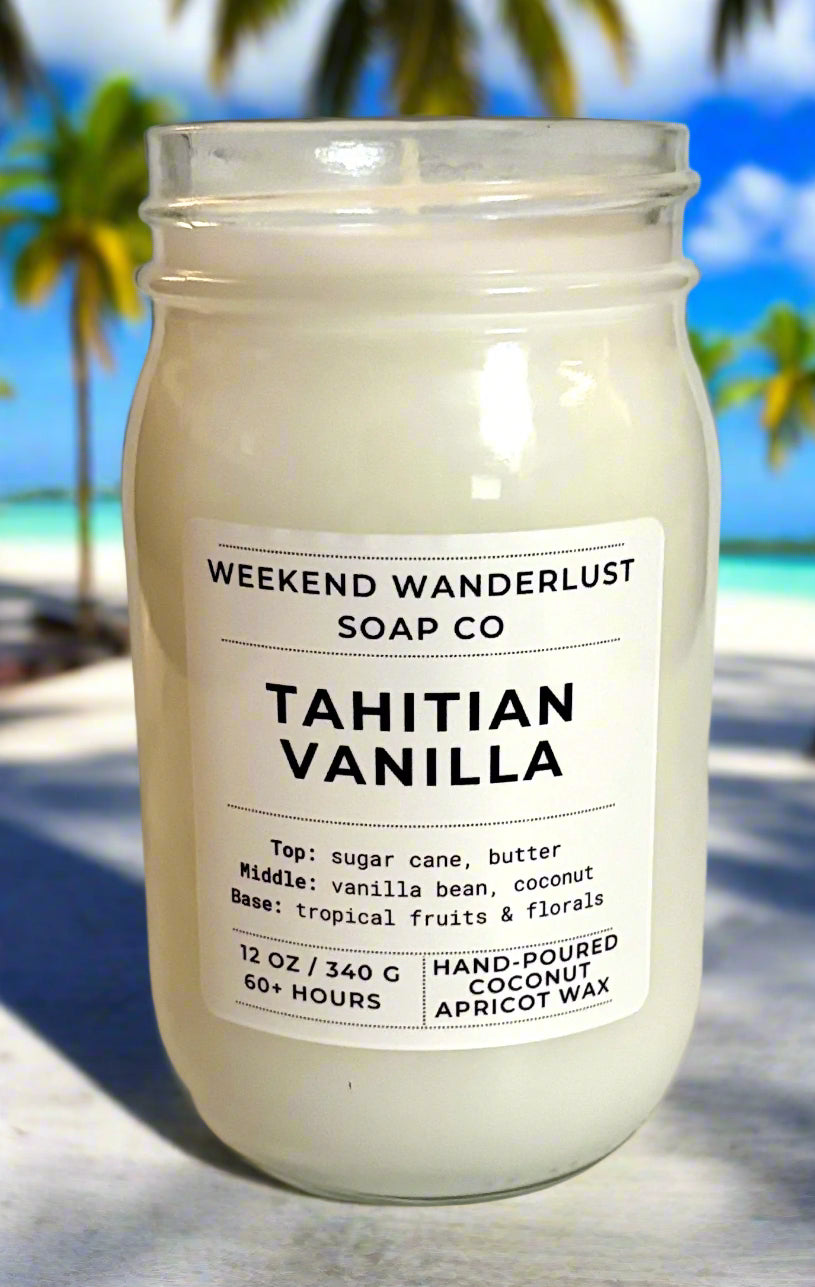 Tahitian Vanilla | Clear Glass Apricot Coconut Wax Candles