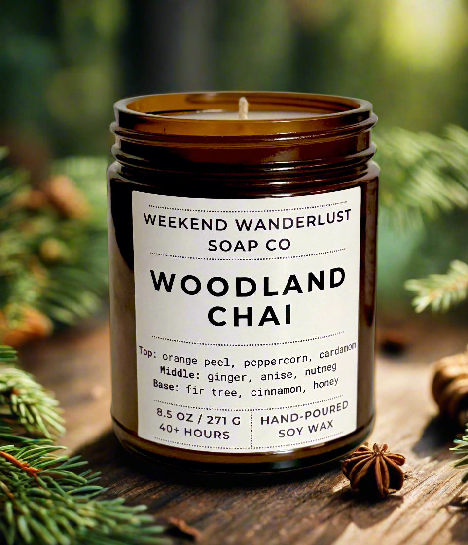 Woodland Chai | Amber Glass Soy Candles