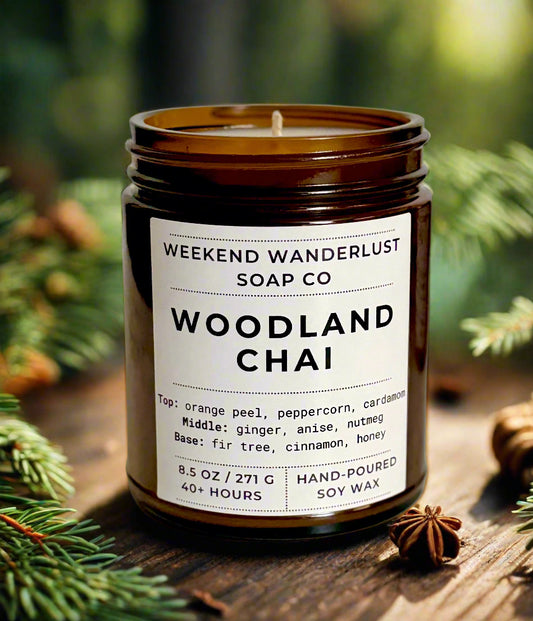 Woodland Chai | Amber Glass Soy Candles