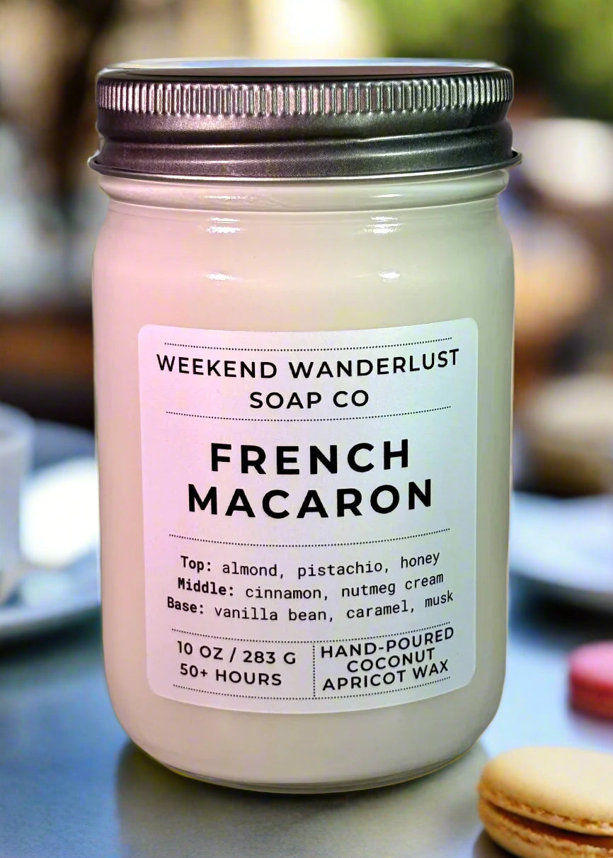 French Macaron | Clear Glass Apricot Coconut Wax Candles
