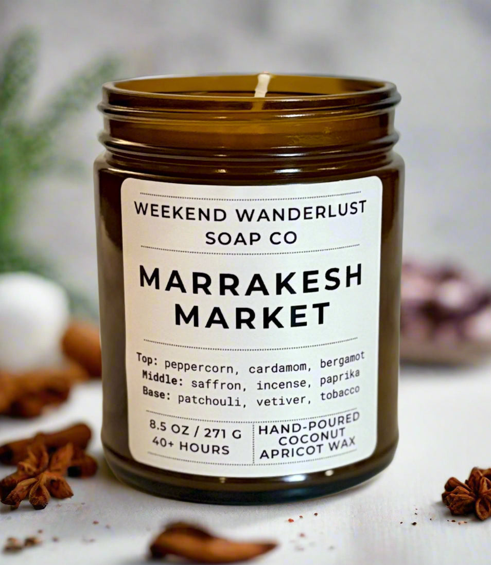 Marrakesh Market | Amber Glass Apricot Coconut Wax Candles