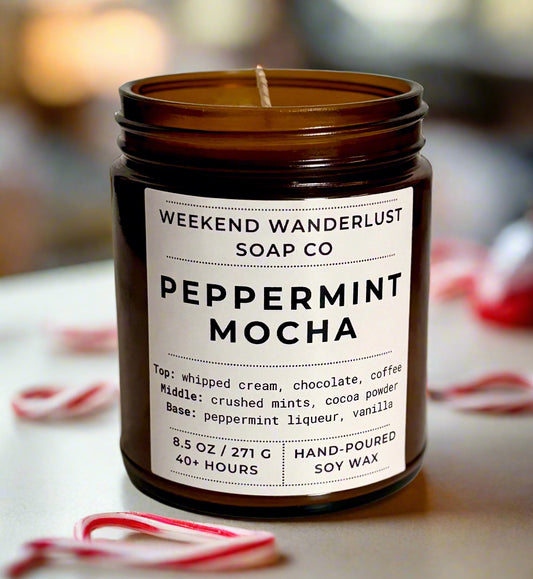 Peppermint Mocha | Amber Glass Soy Candles