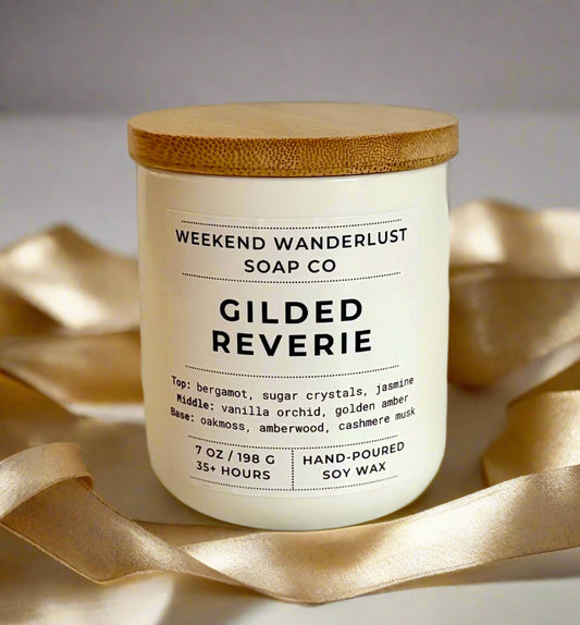 Gilded Reverie | White Ceramic Jar Soy Candles