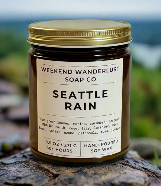 Seattle Rain | Amber Glass Soy Candles