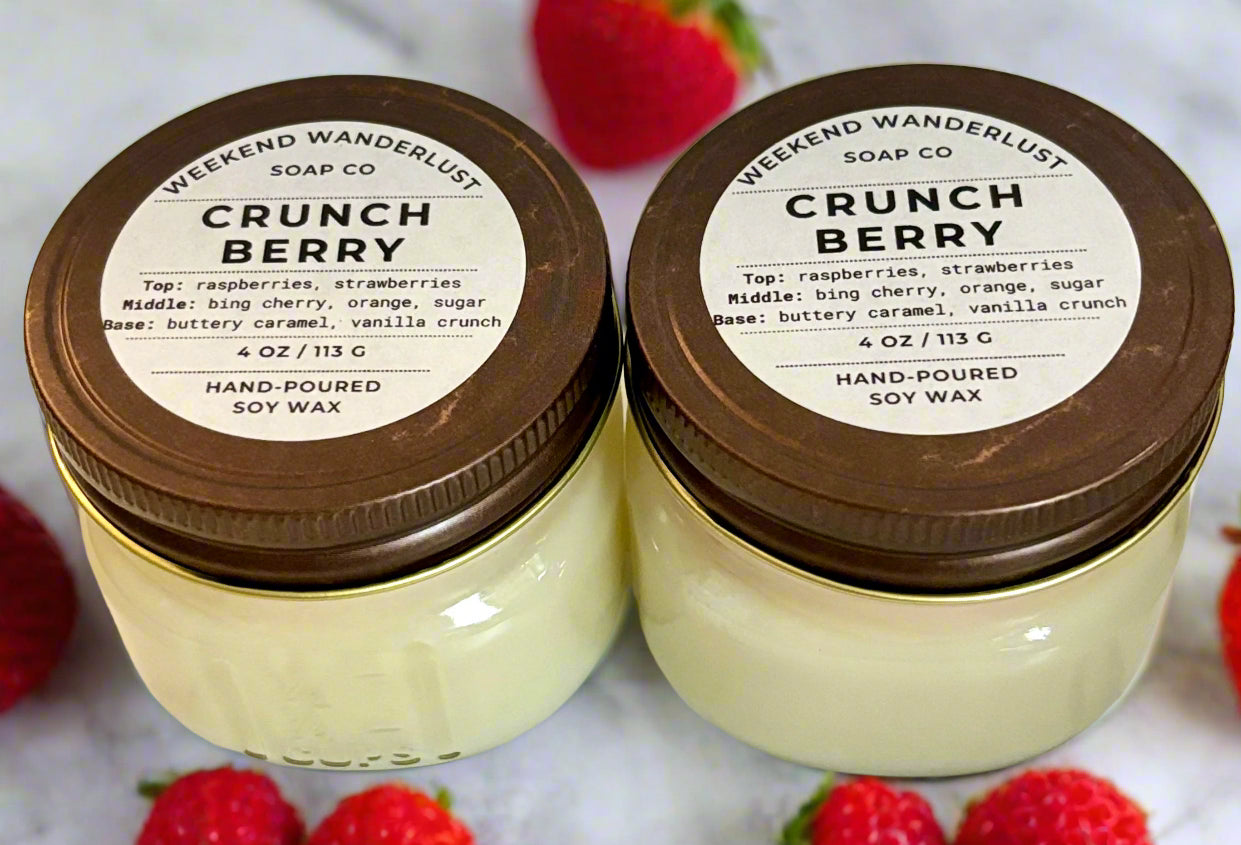 Strawberry Crunch | Square Mason Jar Soy Candles