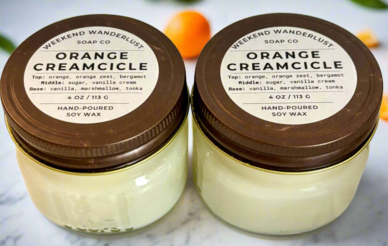 Orange Creamcicle | Square Mason Jar Soy Candles