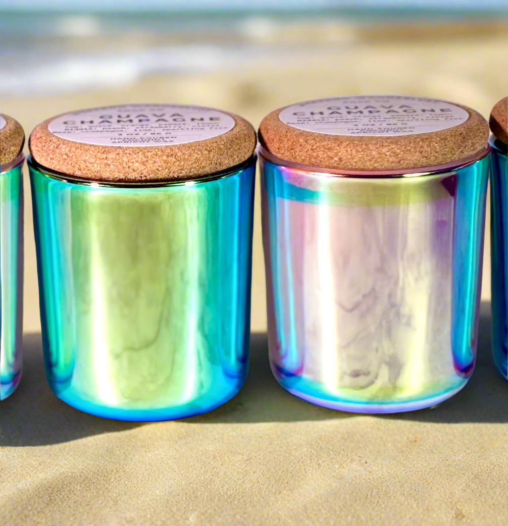 Guava Champagne | Mini Chrome Prism Tumbler Jar Coconut Apricot Wax Candles