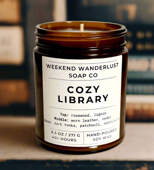 Cozy Library | Amber Glass Soy Candles