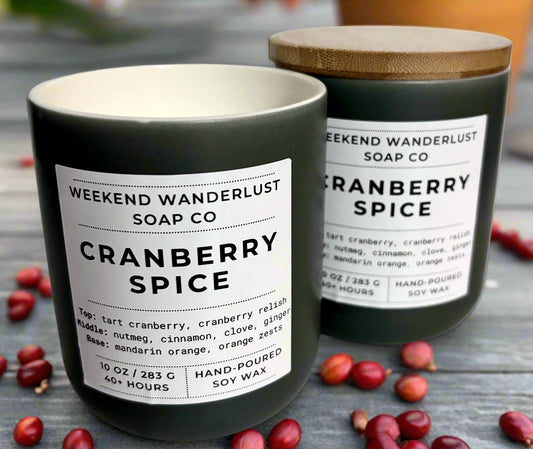 Cranberry Spice | Grey Ceramic Jar Soy Candles