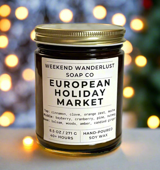 European Holiday Market | Amber Glass Soy Candles