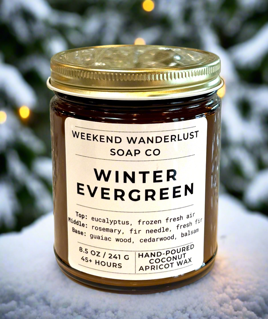 Winter Evergreen | Amber Glass Apricot Coconut Wax Candles