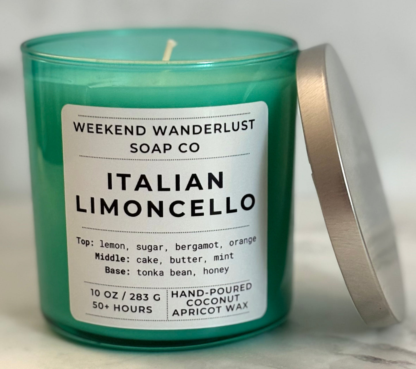 Italian Limoncello | Sea Foam Glass Coconut Apricot Wax Candles