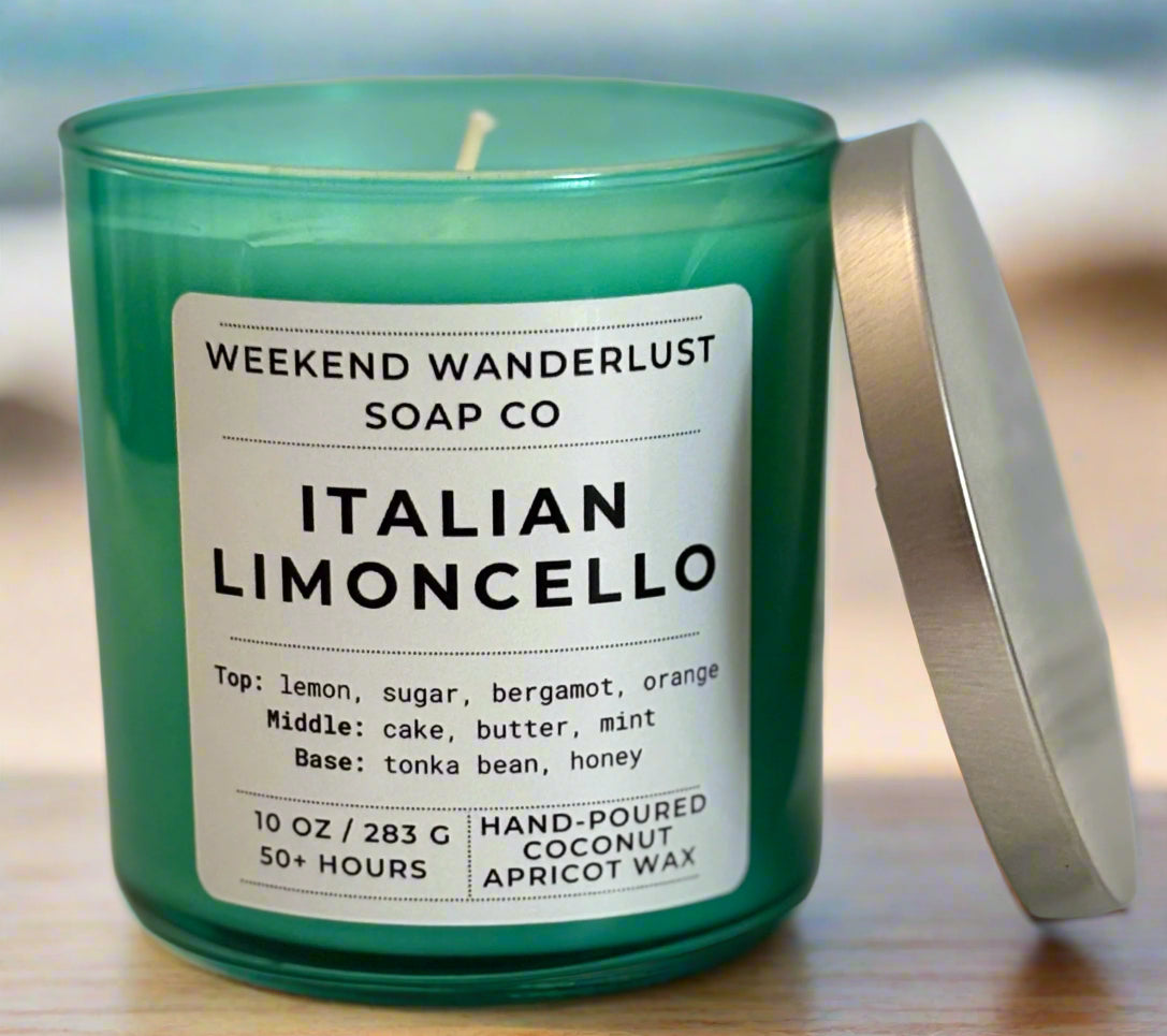 Italian Limoncello | Sea Foam Glass Coconut Apricot Wax Candles