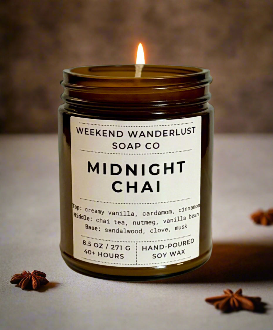 Midnight Chai | Amber Glass Soy Candles