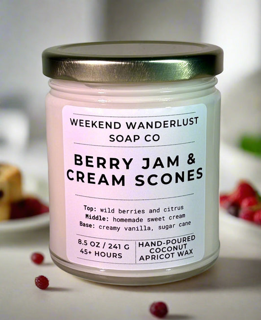 Berry Jam & Cream Scones | Clear Glass Apricot Coconut Wax Candles