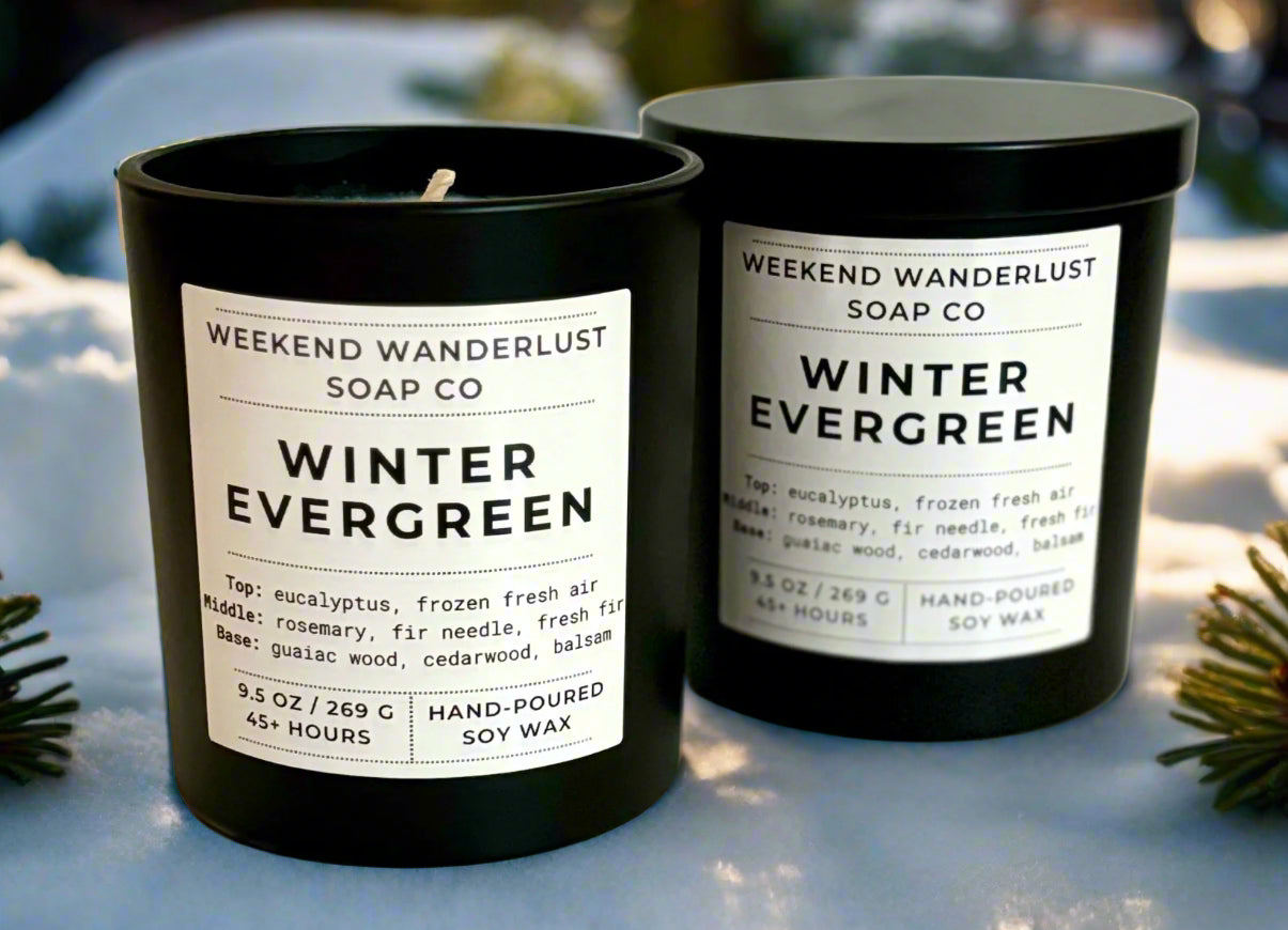 Winter Evergreen | Black Tumbler Soy Candles