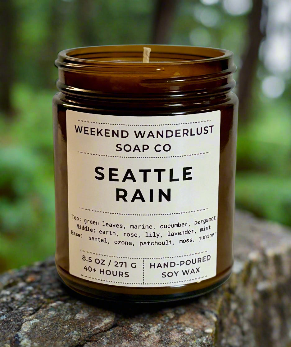 Seattle Rain | Amber Glass Soy Candles