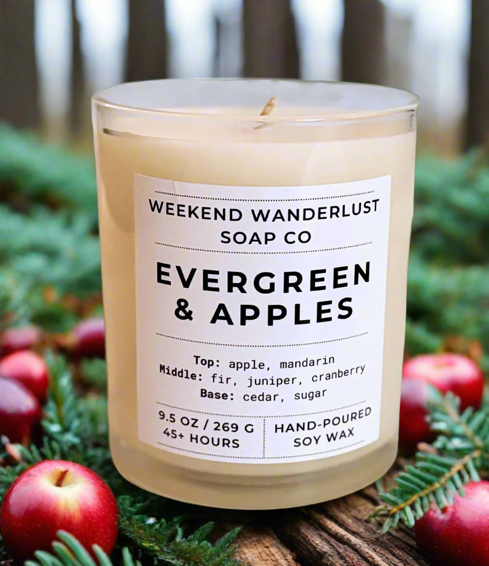 Evergreen & Apples | Clear Glass Soy Candles