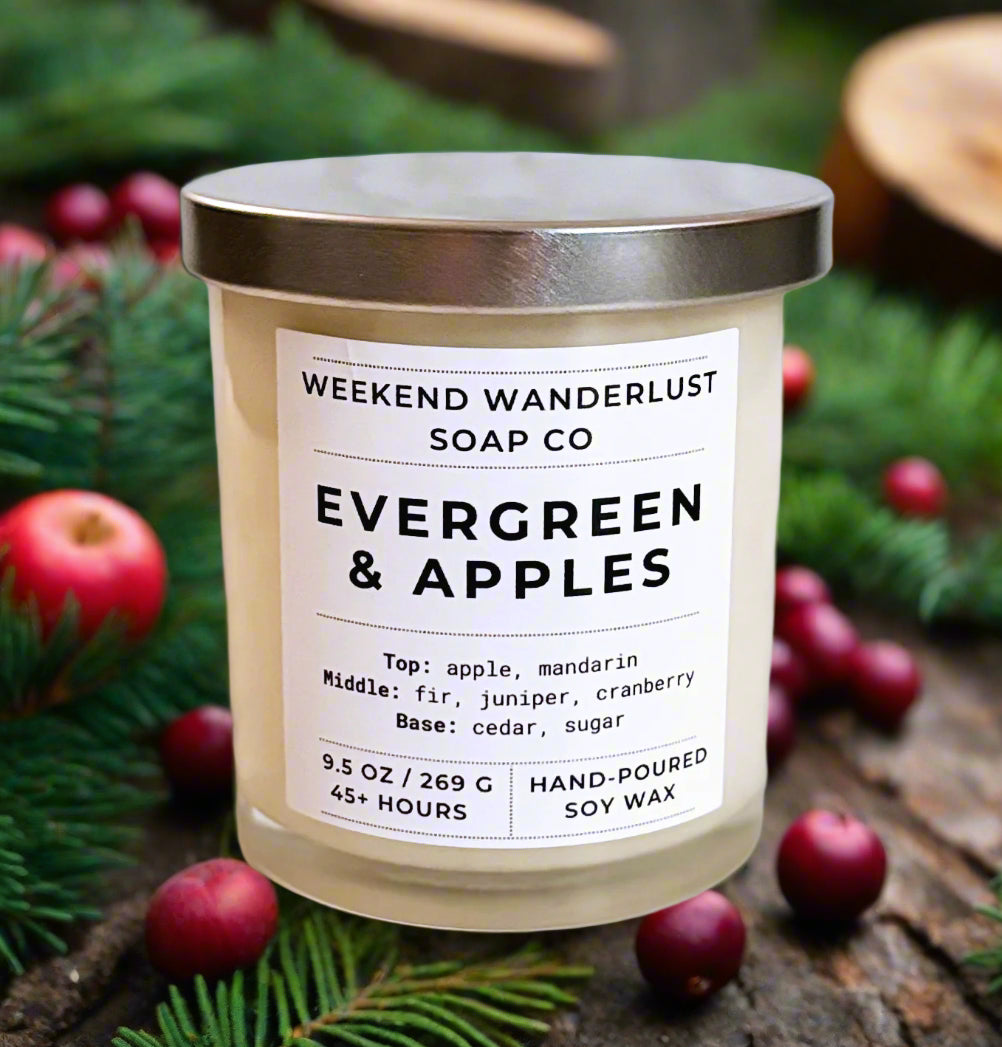 Evergreen & Apples | Clear Glass Soy Candles