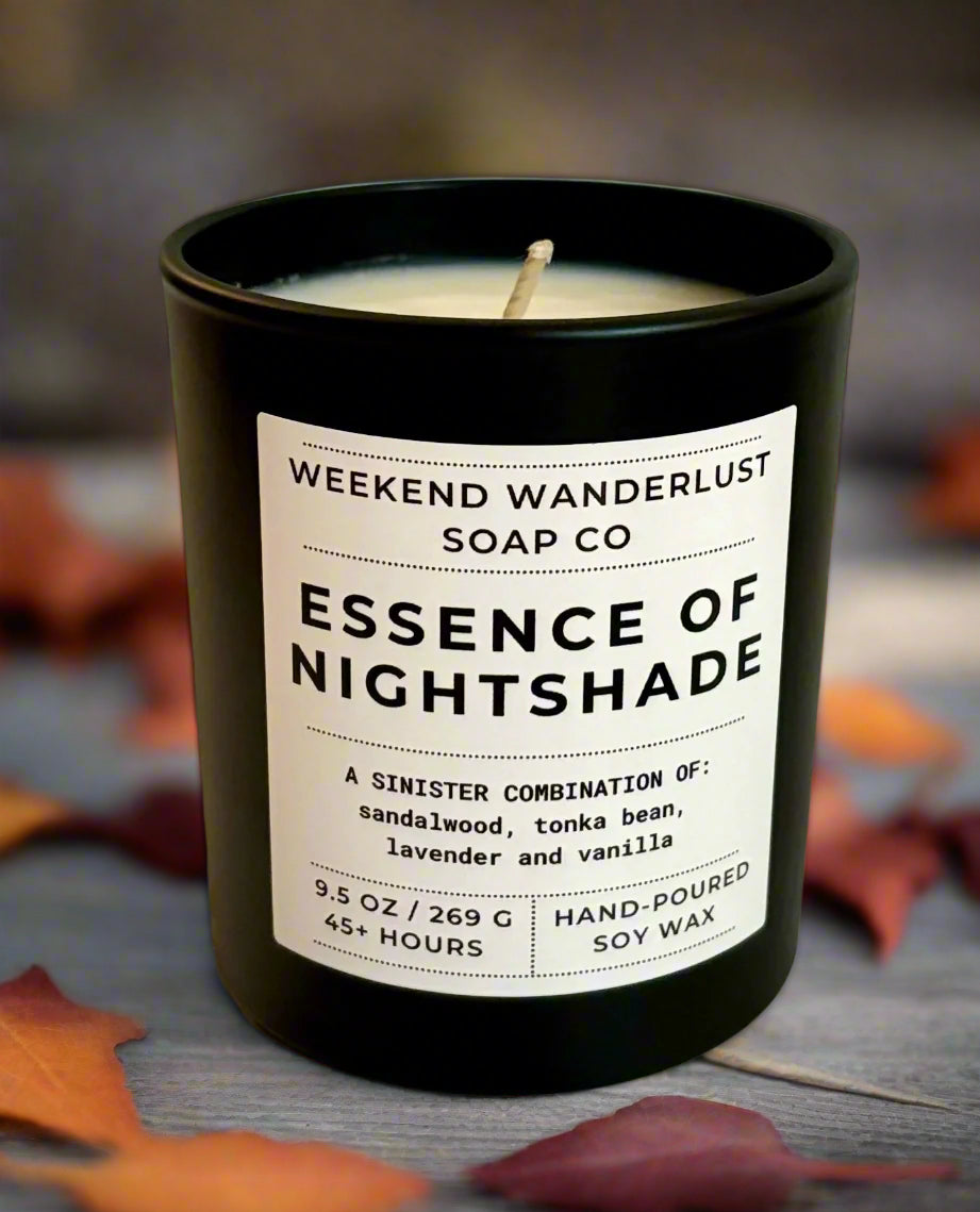 Essence of Nightshade | Black Tumbler Soy Candles