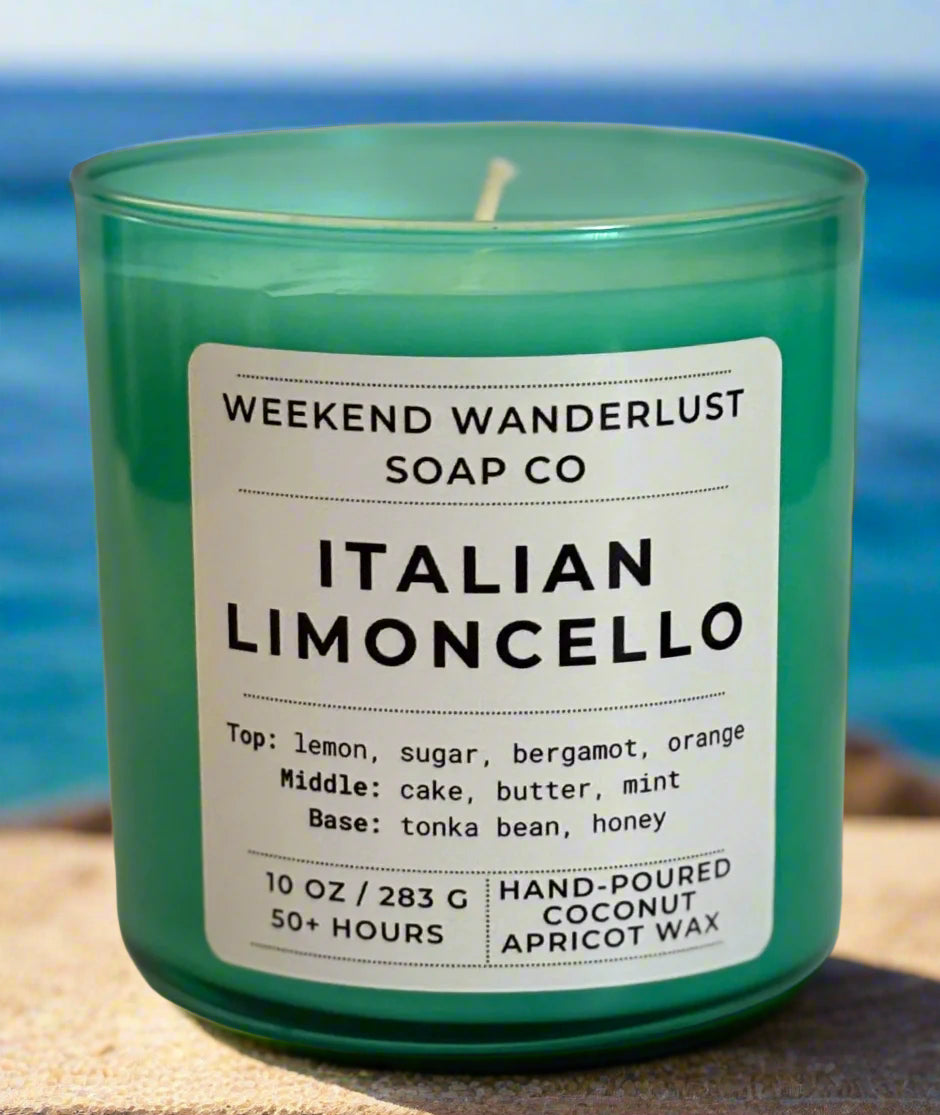 Italian Limoncello | Sea Foam Glass Coconut Apricot Wax Candles
