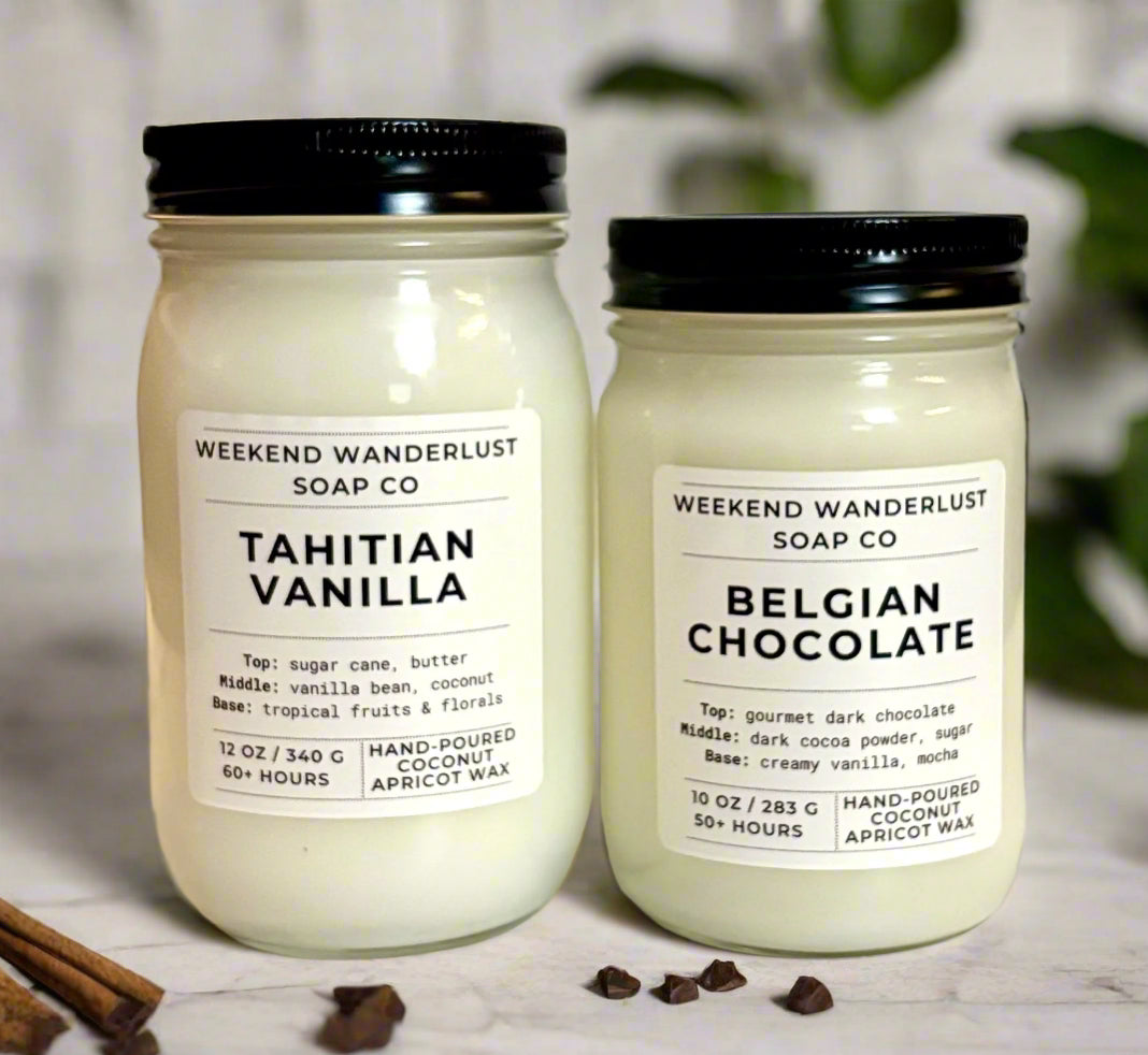 Belgian Chocolate | Clear Glass Apricot Coconut Wax Candles