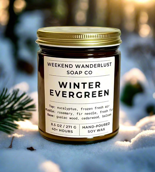 Winter Evergreen | Amber Glass Soy Candles