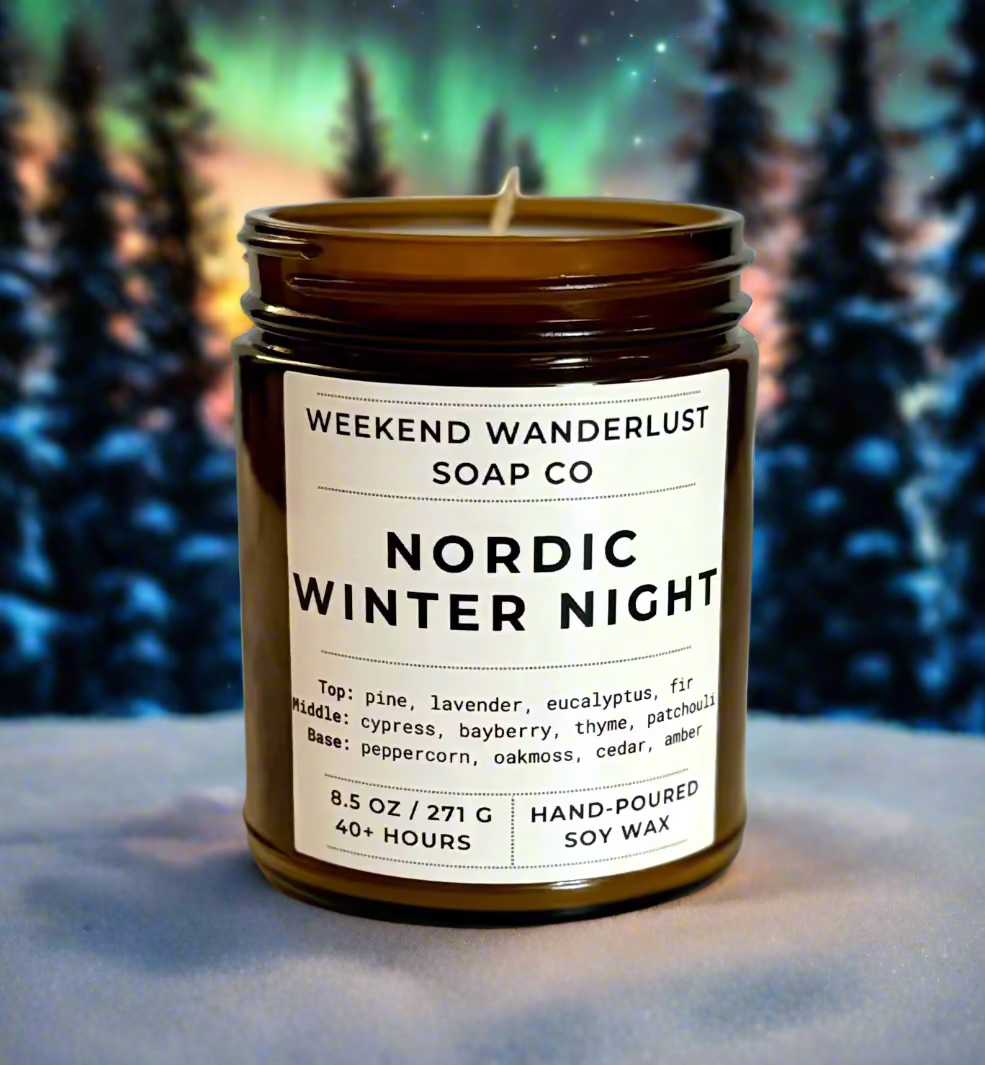 Nordic Winter Night | Amber Glass Soy Candles