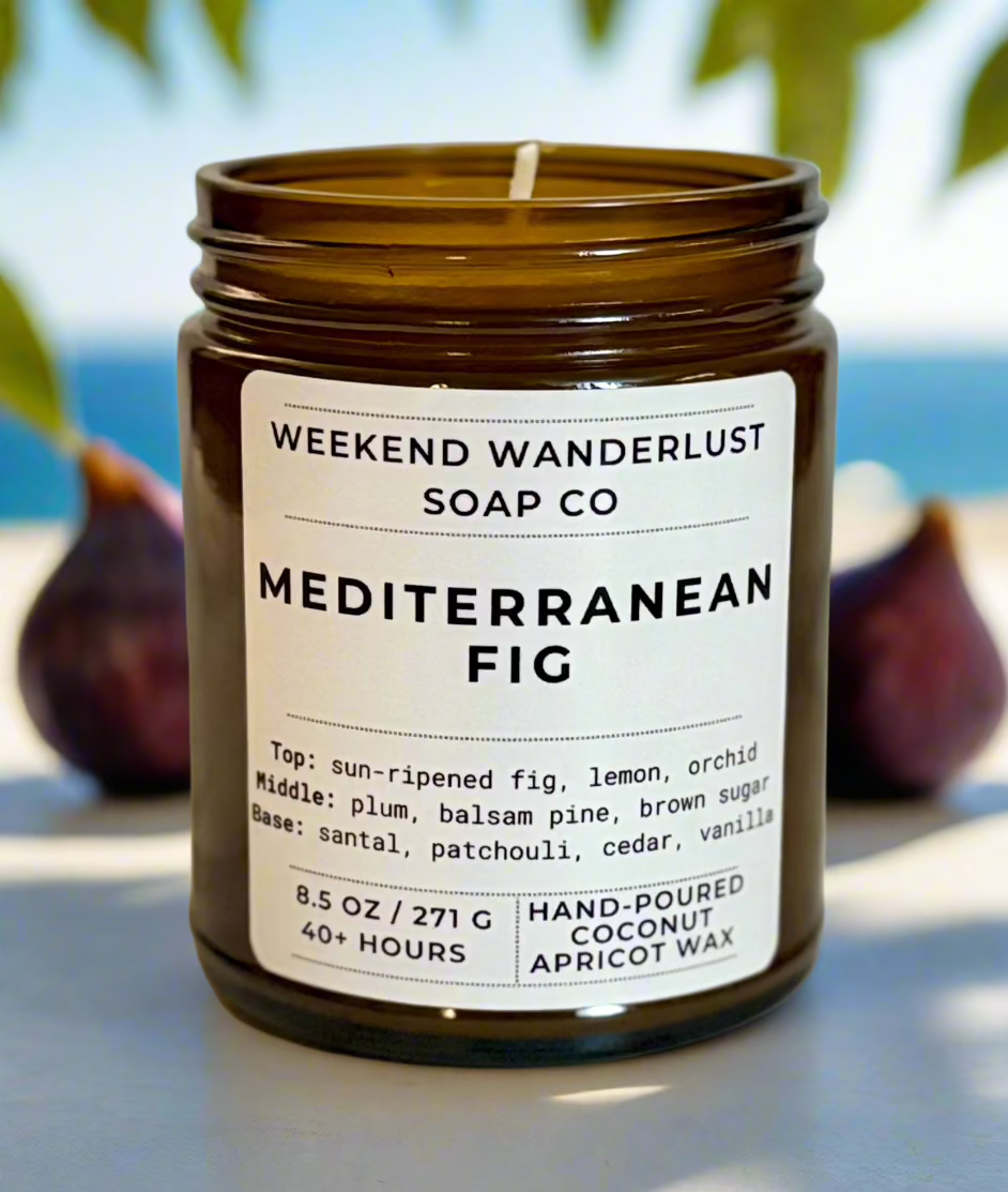 Mediterranean Fig | Amber Glass Apricot Coconut Wax Candles
