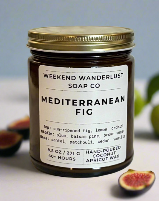 Mediterranean Fig | Amber Glass Apricot Coconut Wax Candles