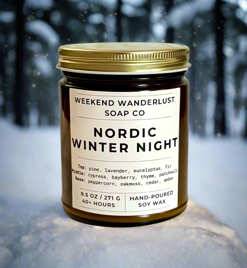 Nordic Winter Night | Amber Glass Soy Candles