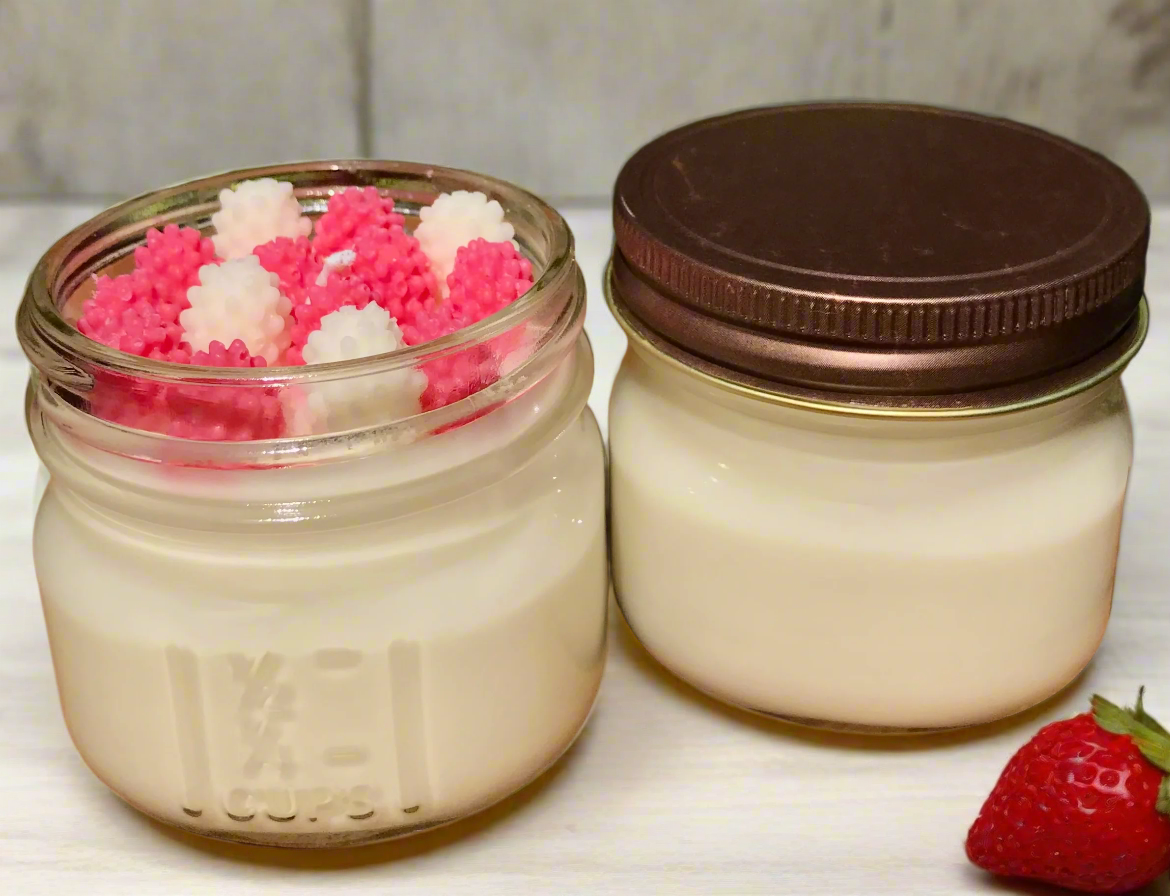 Strawberry Crunch | Square Mason Jar Soy Candles