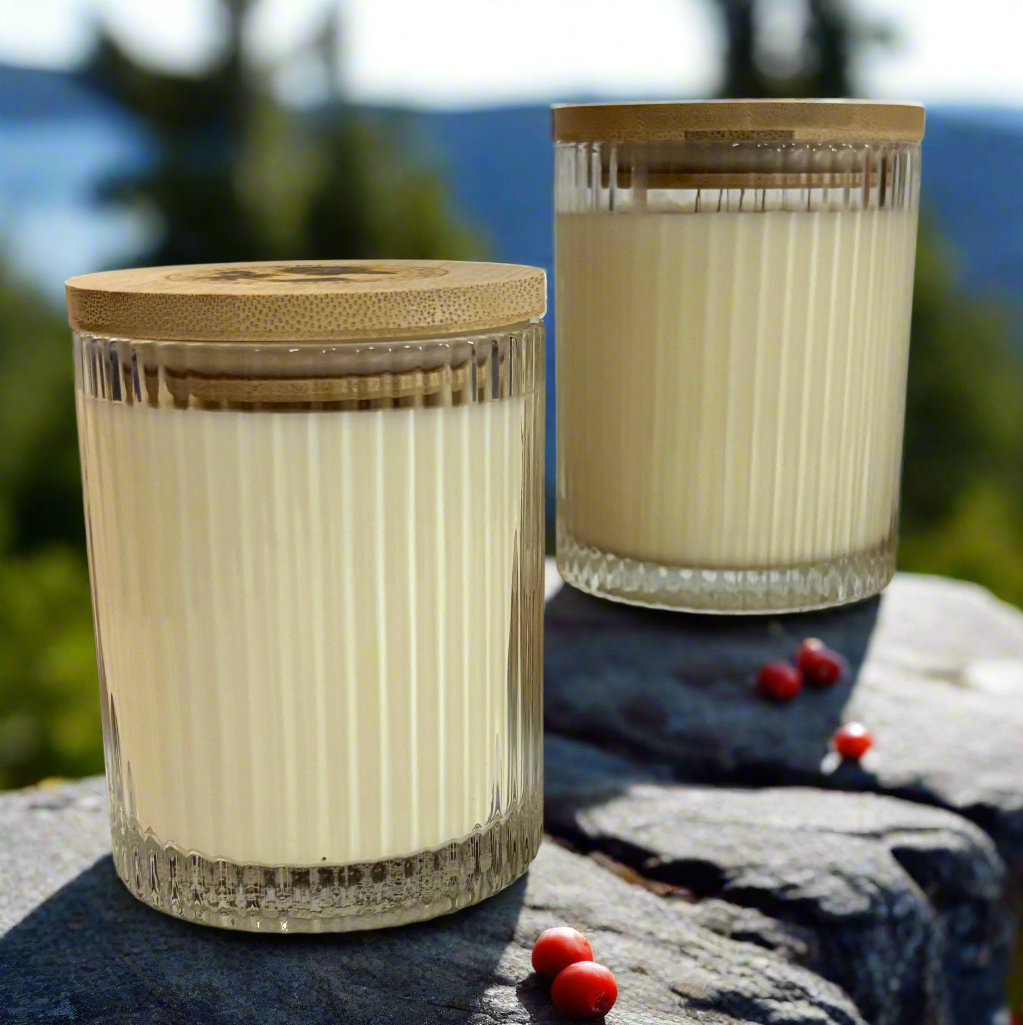 Norwegian Cranberry Fjord | Ribbed Glass Soy Candle